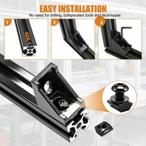 30 Piece 2020 Series Aluminum T Slot Rail Connector Kit With 2028 Corner Bracket For DIY Framing And Projects installation guide