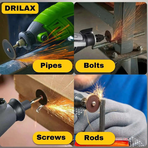 Metal Cutting Discs For Rotary Tools 25 Piece Cut Off Wheel Set With Double Reinforced Fiberglass cutting pipes, bolts, screws, rods.