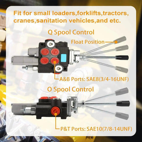 Hydraulic Control Valve With Float, 2 Spool, 11 GPM Directional Valve for Log Splitters, Tractors, Loaders, JAHEZYAN