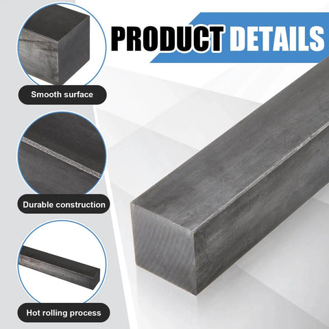 One Piece 2 Inch By 2 Inch By 12 Inch Square Steel Bar A36 Low Carbon Mild Steel Hot Rolled Keystock For DIY Projects