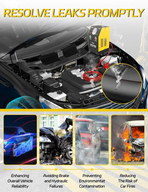 Car Smoke Tester For EVAP And Vacuum Leaks, 12V DC Automotive Smoke Machine For EVAP Exhaust And Intake System Leak Detection, Professional Grade Tool For Finding Leaks And Fixing Issues By Solary installed in vehicle engine