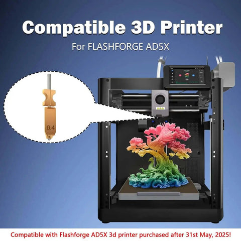Fits AD5X 3D Printer Upgraded 0.4mm All Metal Hotend Nozzle Kit with colorful 3D print and compatible printer