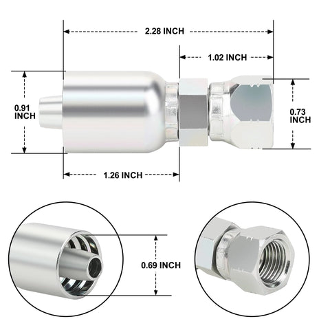 Hydraulic hose fittings set: ANCIMOON 3/8 in hose to 3/8 in JIC 37 Degree female swivel, 10-piece