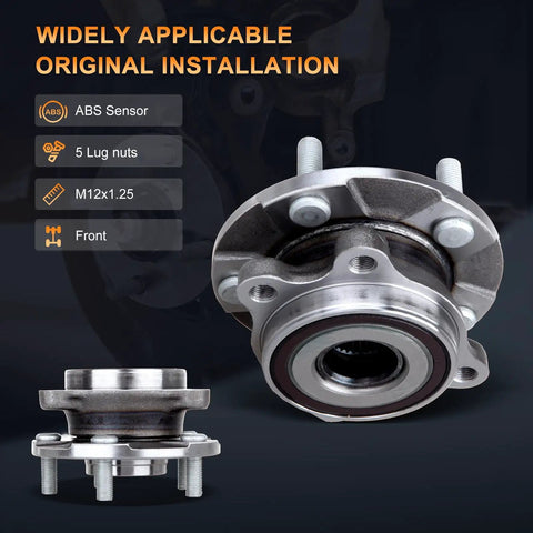 Front view of front wheel hub and bearing assembly for Scion tC 2011-2016, Toyota Mirai 2016-2019, and Toyota RAV4 2006-2018