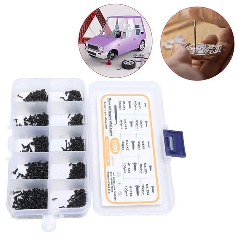 All You Need 1000 Pieces Carbon Steel Cross Pan Head Self Tapping Screws Kit With Tweezers And Transparent Storage Box