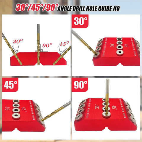 30 45 90 Degree Drill Guide Jig With Four Drill Bits For Angled Or Straight Holes Four Size Aluminum Drill Hole Guide Jig