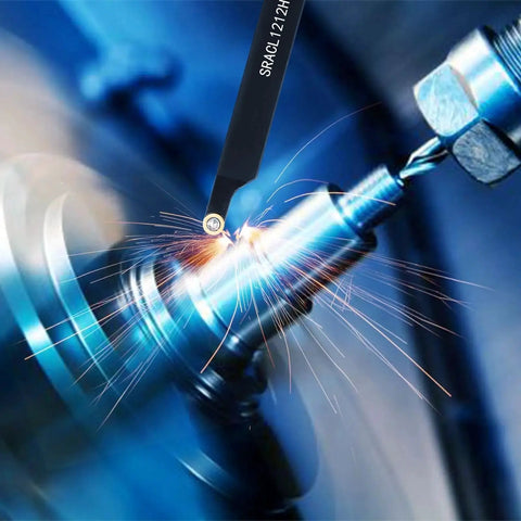 Indexable Lathe Turning Tool Set Half Inch 12 Millimeter With 2 Tool Holders And 10 Round Carbide Inserts in action