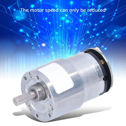 JGB37-520 DC12V Gear Motor With Encoder, high torque metal gearbox, shown with technological background, AB phase output, 333 RPM