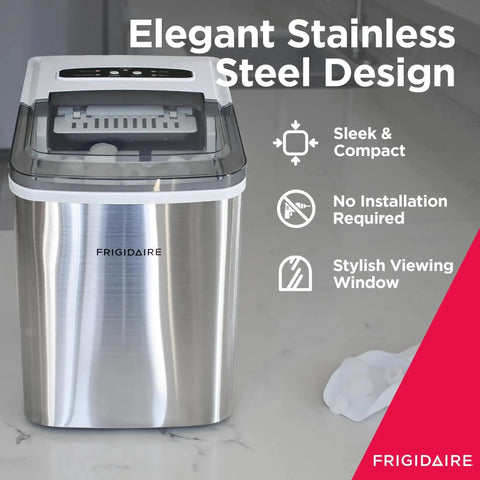 Portable Ice Maker 26 Lbs Per Day Stainless Steel Countertop For Home Bar Kitchen on white countertop