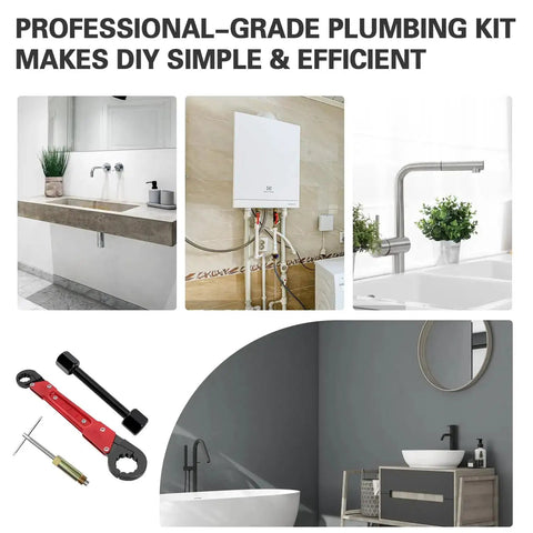 6 Piece Plumbing Tools Kit With Angle Stop Wrench Half Inch Compression Sleeve Puller Sandpaper And Storage Bag DIY Ready Pro Plumber Grade Wrench Set For Replacing Frozen Or Corroded Angle Stops with bathroom installations
