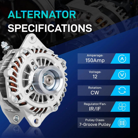 Beefed Up 150A Direct Fit Alternator Replacement For Nissan Murano 2015-2017 V6 3.5L, Pathfinder 2013-2017 V6 3.5L And L4 2014 2.5L