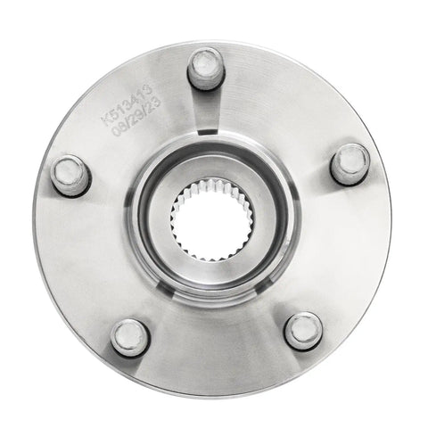 Front Two Piece Wheel Bearing Hubs Assembly For Subaru Crosstrek Forester Impreza And XV Crosstrek Replacement Set Two Wheel Bearing Hubs On Front Axle Ready To Roll, top view showing 5-bolt design