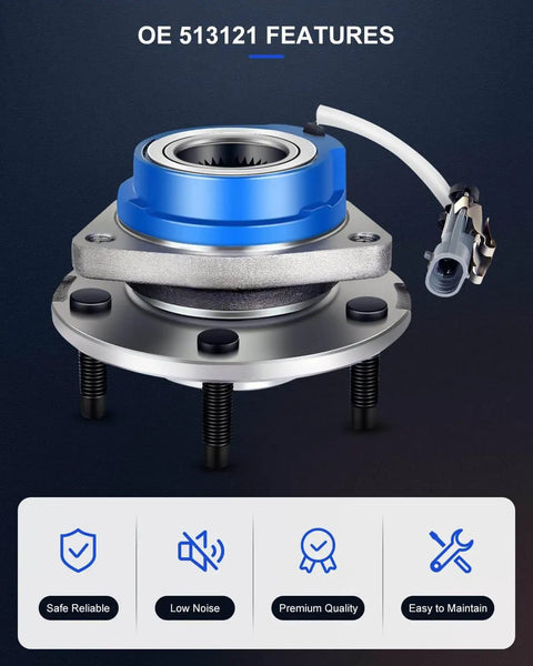 Set of 2 Front Wheel Hub Bearing Assemblies for Buick Century 1997-2005, showing OE 513121 features with ABS sensor