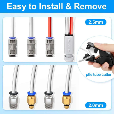 5 Meter PTFE Tube For 1.75mm Filament Bowden Tube With Cutter 2.5mm ID By 4mm OD Heat Resistant To 260C Universal White