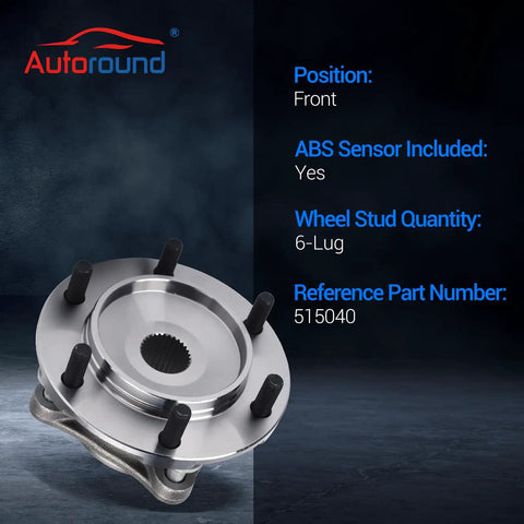 Beefed Up Front Wheel Bearing And Hub Assembly 6 Lug With ABS For Toyota Tacoma 2005-2021, displayed with specs