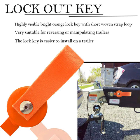2-pack surge brake lockout key with orange heavy-duty strap and side bracket for UFP trailer brakes (A-60/A-70/A-75/A-84)
