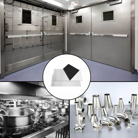 Top-Quality 304 Stainless Steel Sheets Set Of 2 - Each 6 By 12 Inches And Super Slim At 1/32 Inch Thick, 20 Gauge Or 0.8mm With Stylish Snow Frosted Finish collage with kitchen and industrial applications