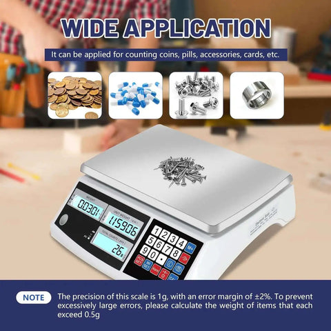 Heavy Duty Counting Scale For Coins And Parts With 66 Lb Capacity, 0.1 g Precision, Backlit Digital Display