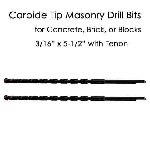 Two Pack Three Sixteenth Inch By Five And A Half Inch Tapcon Masonry Drill Bits With Premium Carbide Tips For Concrete And Brick Tenon Pre Drill Holes Impact Multi Construction Long Life For Easy Tapcon Screw Entry