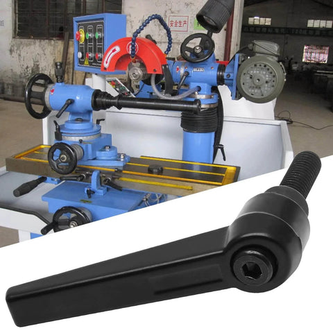 2 Pack Adjustable Clamping Lever Knobs M8 X 25mm Male Thread on industrial machinery with black push button ratchet lever.