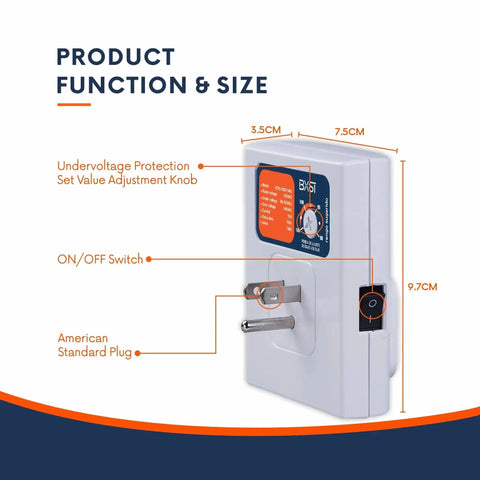 Side view of Heavy Duty Plug In Surge Protector For Home Essentials With 140J Lightning Protection And 120V 15A Wall Outlet Guard Overload.