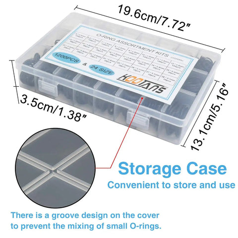 Nitrile O Ring Kit 1200 Pcs 24 Size Assortment For Plumbing Gas Automotive And Faucet Repair Oil And Heat Resistant NBR in clear box