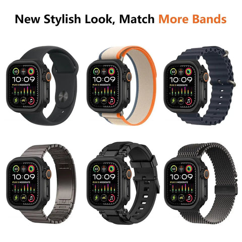 Rugged Metal Case Conversion Kit For 46mm Apple Watch Series 10 And 11 With Back Cover And Ultra Look Protective Bumper on various bands