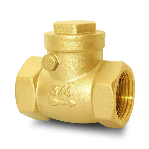 Brass 3/4 in NPT horizontal swing check valve with female threaded ends for backflow prevention