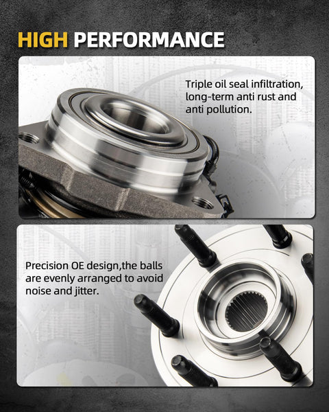 High performance front wheel bearing and hub assembly for 2015-2022 Chevy Colorado and GMC Canyon 4x4 non ABS 6 lug