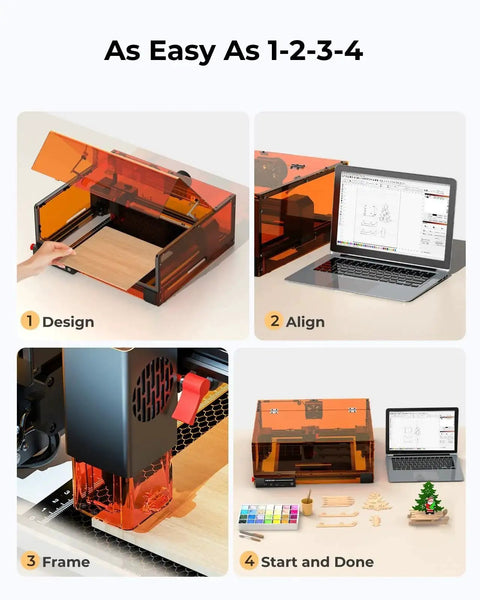 Steps for using Enclosed 10W Laser Engraver For Precise Wood Metal Glass And Stainless Steel With 300x300mm Bed
