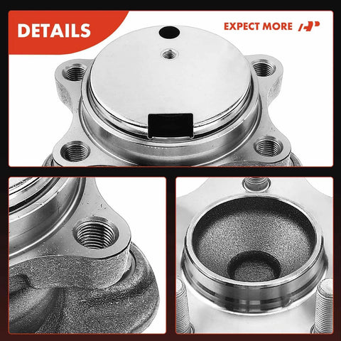 Close-up views of 2 X Rear Wheel Bearing And Hub Assembly 5 Lug For Nissan Sentra 2007-2012 L4 2.5L High Load Ball Bearing Hub