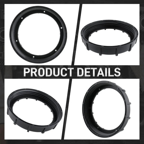 Product image showing Drop In Direct Fit Fuel Tank Lock Ring And Fuel Pump Retainer Nut Ring for various Jeep and Dodge models.