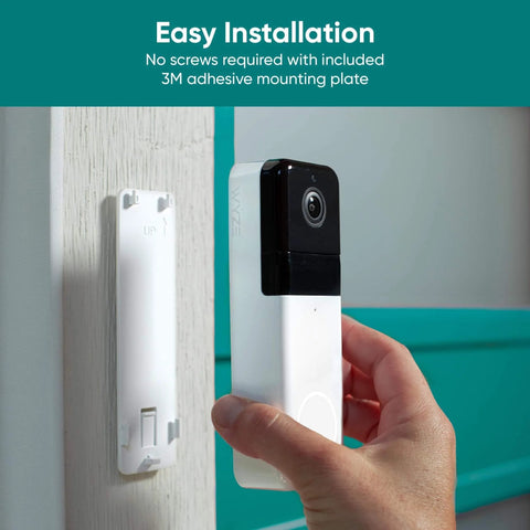 Hand installing Wireless Video Doorbell Pro With 1440 HD Video, Night Vision, 2-Way Audio, and One-To-One Head-To-Toe View