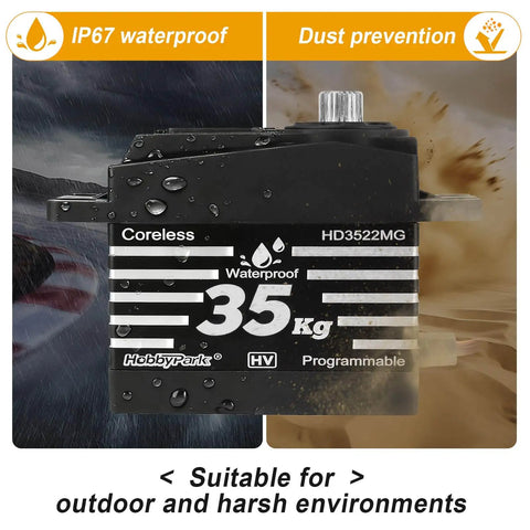 Waterproof RC Servo With 35Kg Torque Coreless Motor And Metal Gears For Beefy High Torque Steering In 1 Eighth And 1 Tenth Scale RC Crawlers SCX10 TRX4 And Short Course Buggies Durable IP67 Digital Servo With Adjustable Control Angle