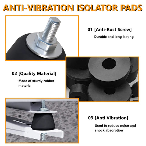 Keep machinery quiet and steady with these medium rubber anti vibration isolator mounts with studs, close-up of material.