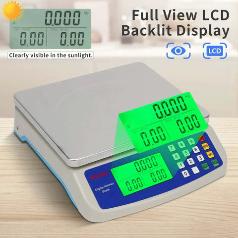 Pro Grade Digital Kitchen Scale 30Kg Commercial Food Scale 66Lb For Baking Bread And Meat, Stainless Steel, LCD Display.