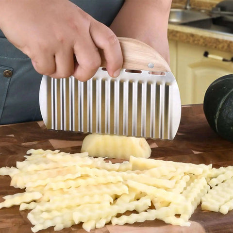 Crinkle Cutter For Veggies And Potatoes Stainless Steel Wave Knife For Chips And Fries Durable Rust Resistant Kitchen Gadget