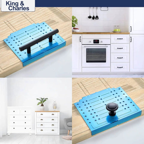 Cabinet Hardware Template With Center Punch Kit for installing handles knobs and pulls on drawers and doors in kitchen and bedroom