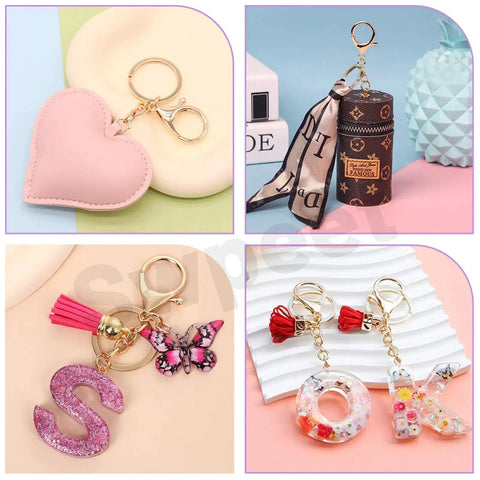 28Pcs 7 Color Lobster Claw Clasps With Key Chain And Flat Split Keychain Ring Set For Purses, Bags And DIY Crafts, showcasing vibrant colors.