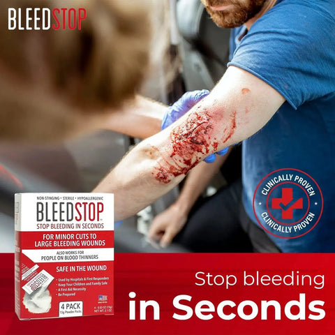 Fast Acting Blood Clotting Powder For First Aid BleedStop Set Of 4 15g Pouches for wounds and trauma care