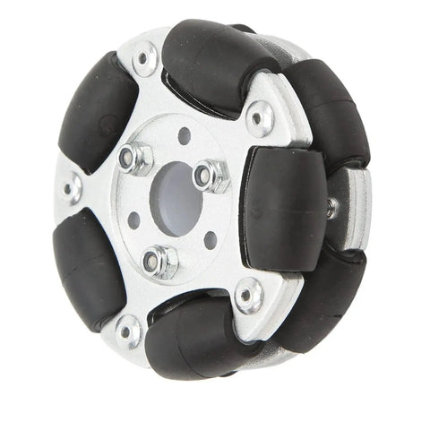 60mm Robot Omni Wheel Aluminium Alloy, 360 Degree Rotation All Directional Movement, shown in side view with 10 rollers.