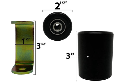 Slide Gate Guide Roller 3 Inch Black Hard Nylon UHMW Rollers With C Bracket 2 Pack Rear Post Welded Assembly Heavy Duty Anti Tipping Sealed Ball Bearing For Smooth Horizontal Sliding Gate Operation And Reliable Gate Guider