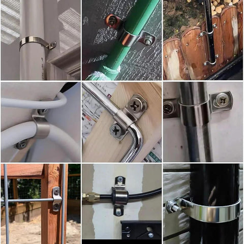 Stainless Steel Conduit Clamps 1/4 Inch Heavy Duty Universal 2 Hole U Bracket Pipe Clips for Cylindrical Components installation view