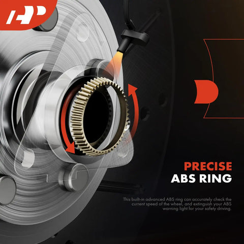 Close-up of an ABS ring on Rear Wheel Bearing And Hub Assembly With ABS And 5 Lug Built Tough For Toyota Prius 2010 2015 And Prius Plug In 2012 2015 High Load Capacity Ball Bearing OE Style Replacement That Keeps Your Wheels Rolling Smoothly