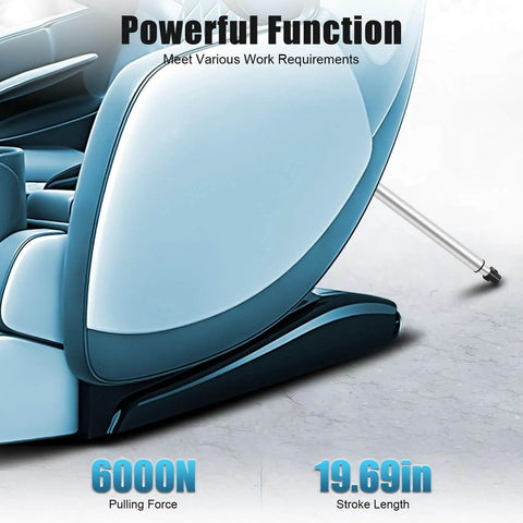 Close-up of Beefy 12V DC Linear Actuator with 500mm Stroke, 6000N Push and 4000N Pull beside a reclining chair.