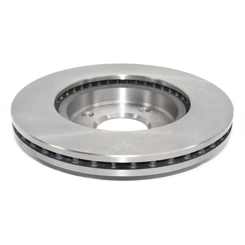Front view of Front Vented Disc Brake Rotor With Hub Centric Fit Non Directional Swirl Finish Beefy Metallurgical Castings For Strength Reliable Braking And Easy No Machining Direct Replacement