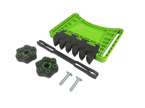FeatherPRO FP1 Featherboard for table saws, router tables, and band saws with EVA feathers and hardware components.