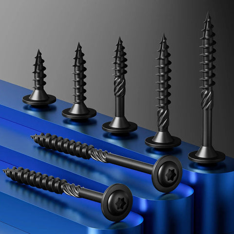 Heavy Duty Lag Screws For Wood 8 By 1 Inch Self Tapping Structural Screws With Washer Head T30 Star Drive Rust Resistant Black Coated Exterior