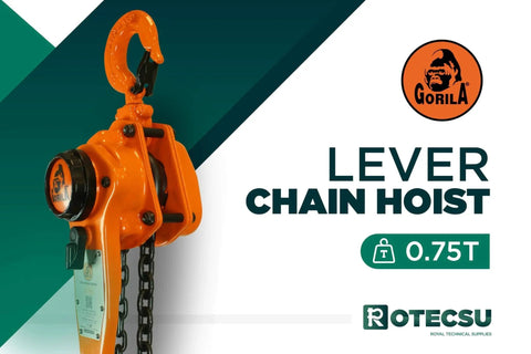 Lever Hoist 360 Degree Manual Ratchet Chain Puller With 1650 Lbs Capacity, Ten Ft Lift, shown with orange casting and hook