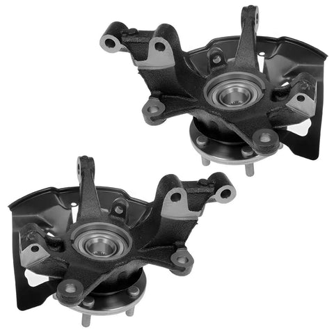 Beefed-Up AWD Front Steering Knuckles With Hubs And Rear Wheel Hub Bearings Kit For 2007 2015 Mazda CX 9 showing two knuckles with hubs